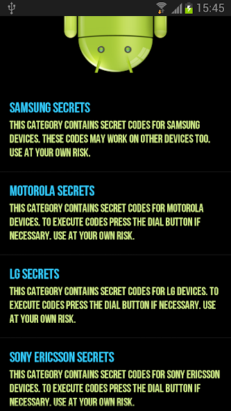 Secret Codes For Android