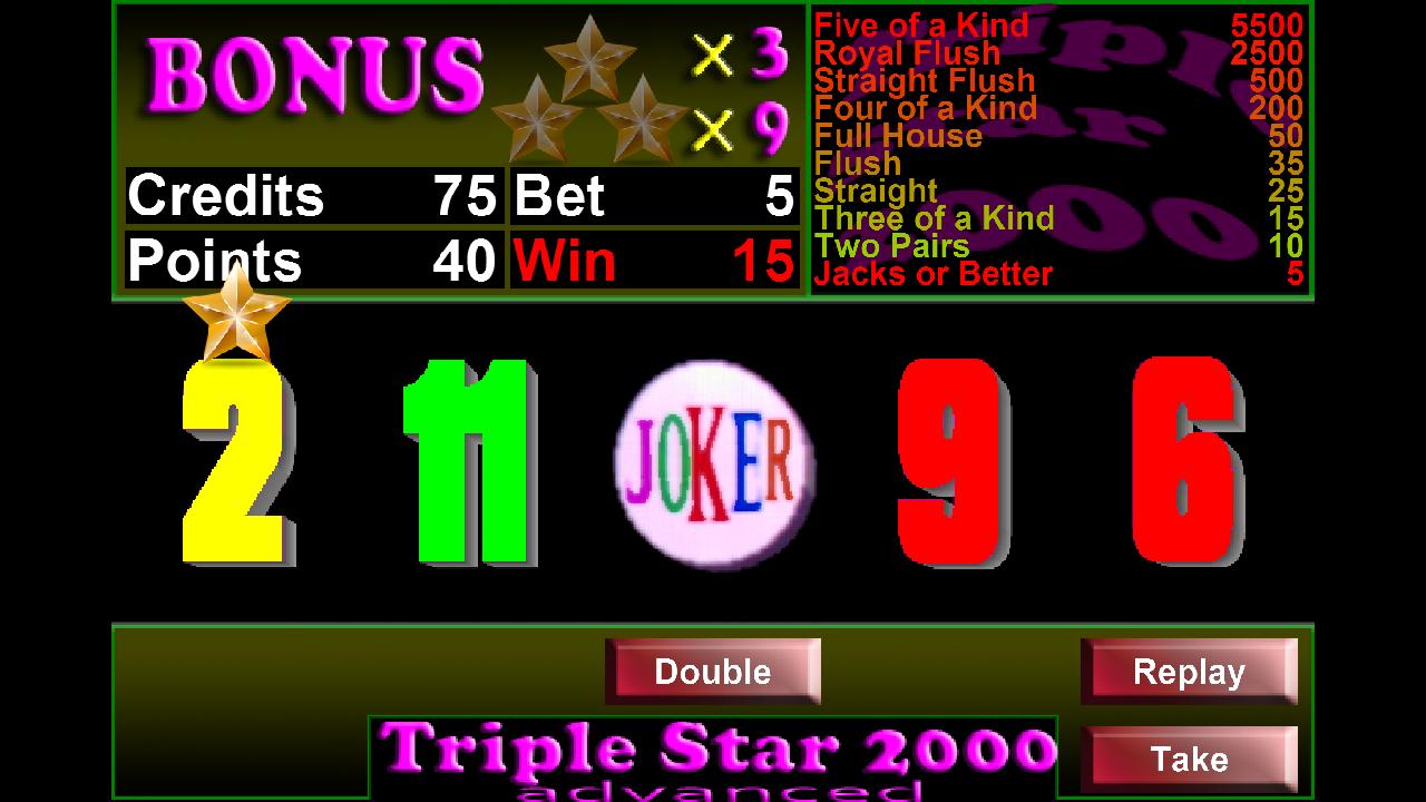 Triple Star 2000 Video Poker