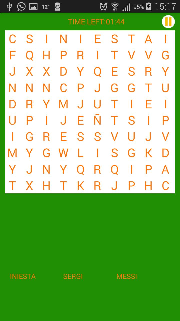 Soccer games: Wordsearch