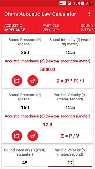 Ohms Acoustic Law Calculator