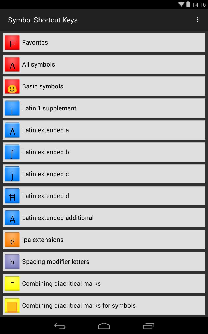 Symbol Shortcuts