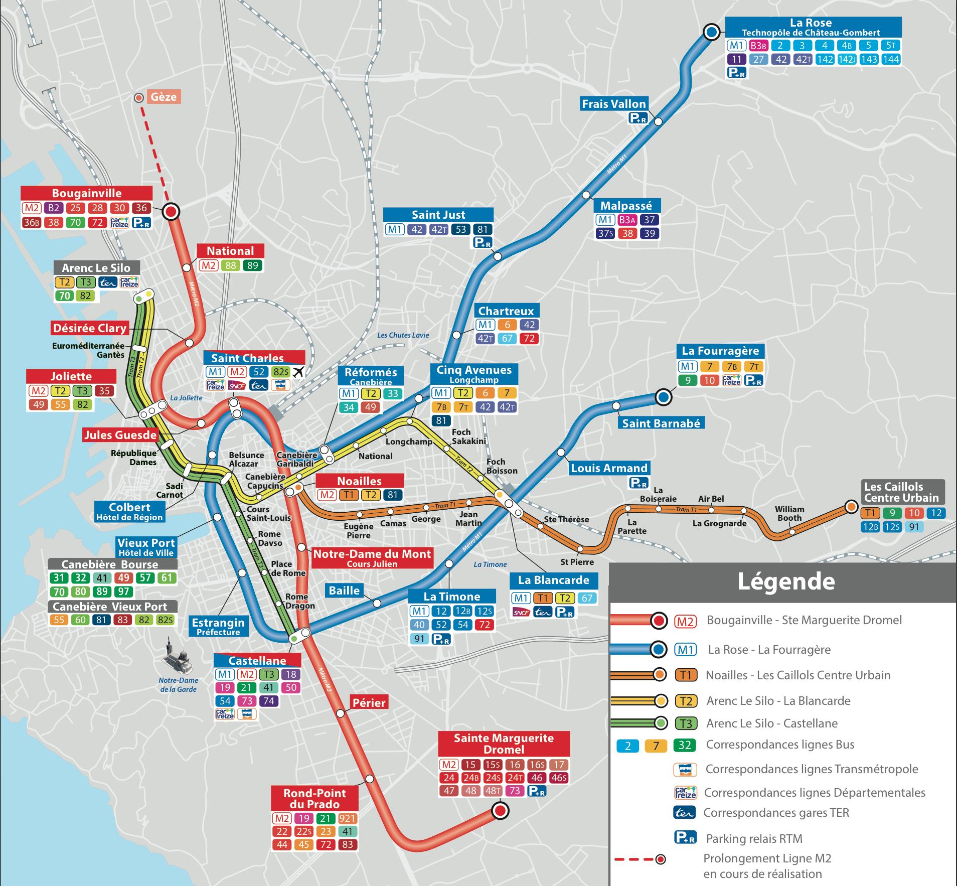 Marseille Metro Map