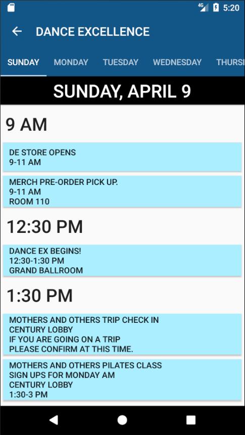 Dance Ex Schedule