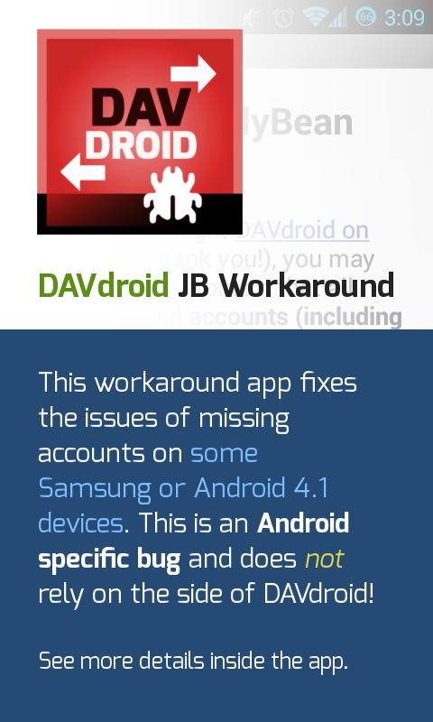 DAVdroid JB Workaround