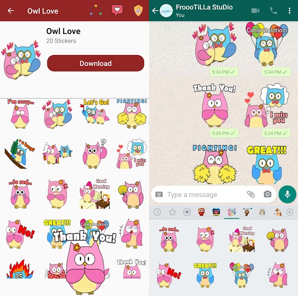 Cute Owl Stickers WAStickerApp