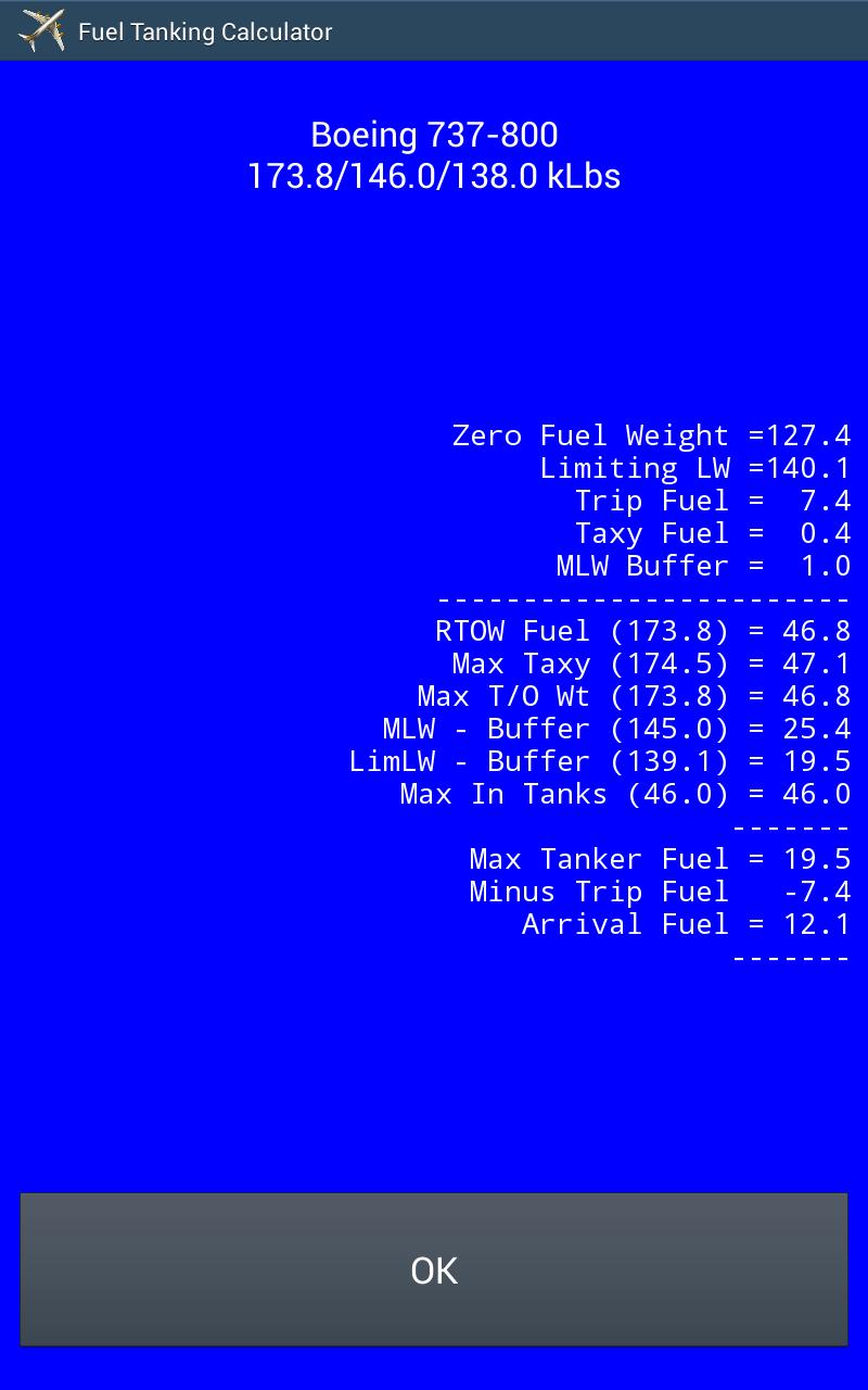 Aircraft Tanker Calc Trial