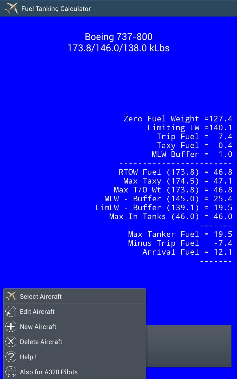 Aircraft Tanker Calc Trial