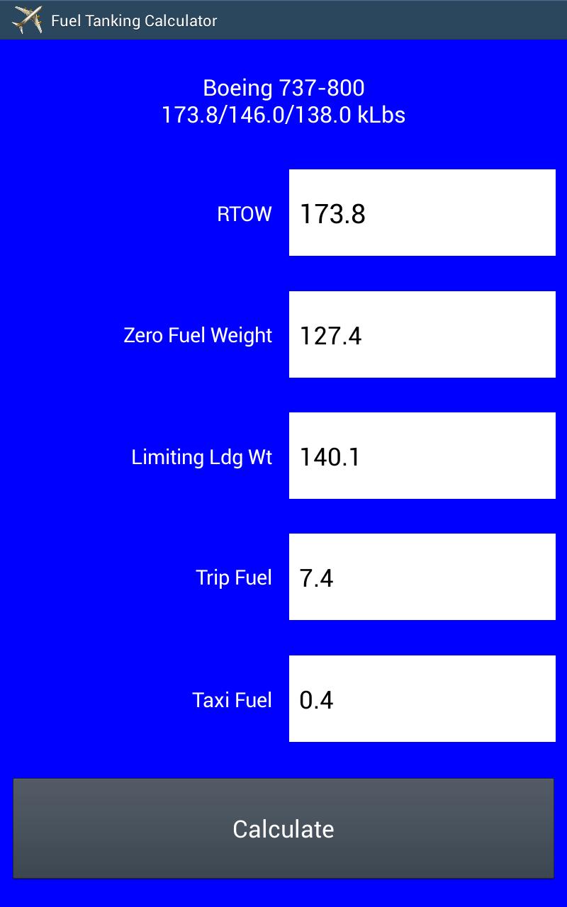 Aircraft Tanker Calc Trial