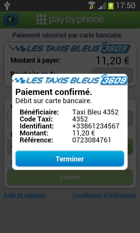 PayByPhone Taxis Bleus