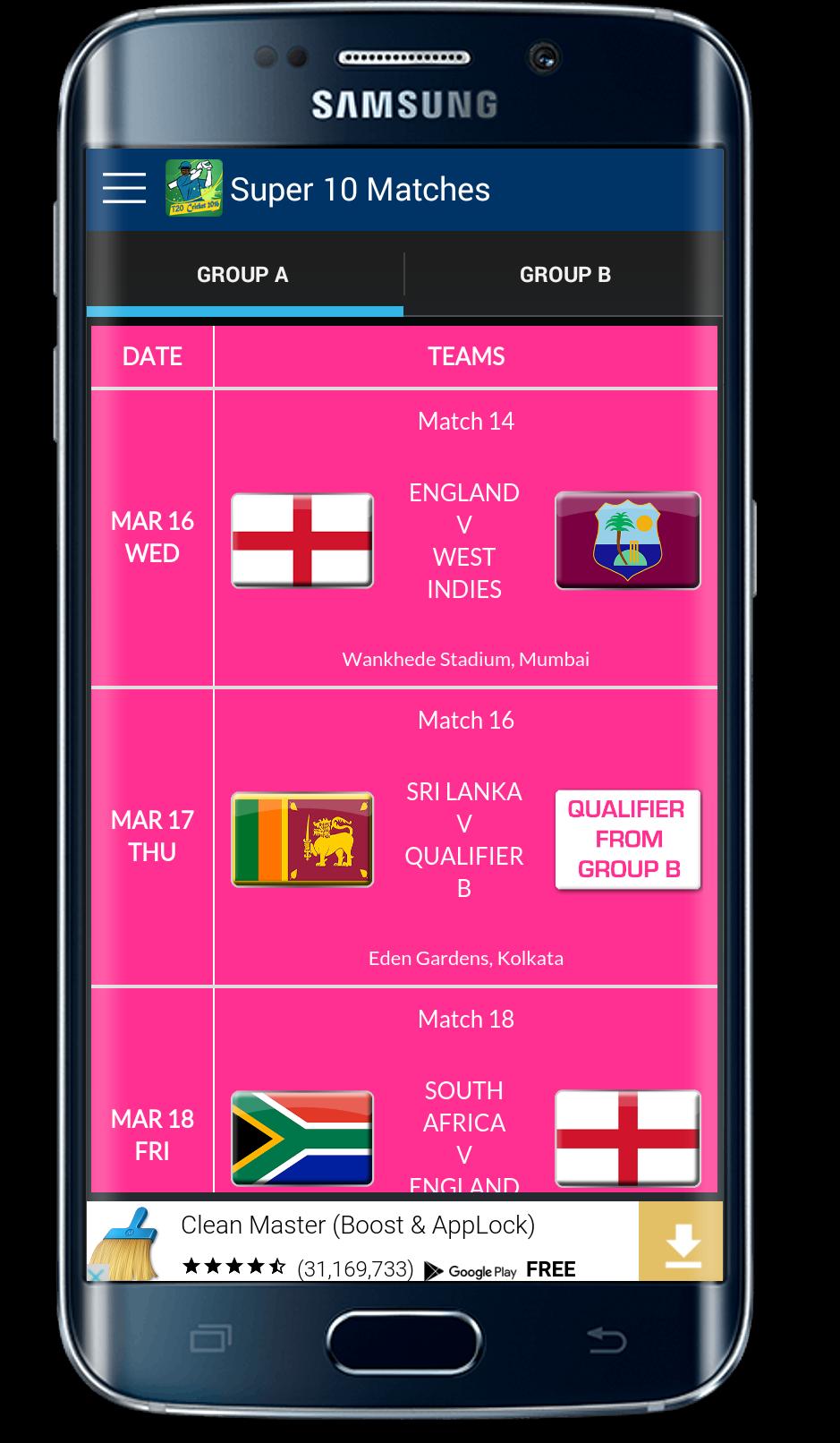 T20 World Cup 2016 Fixtures