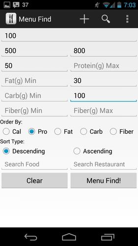 IIFYM Menu Find