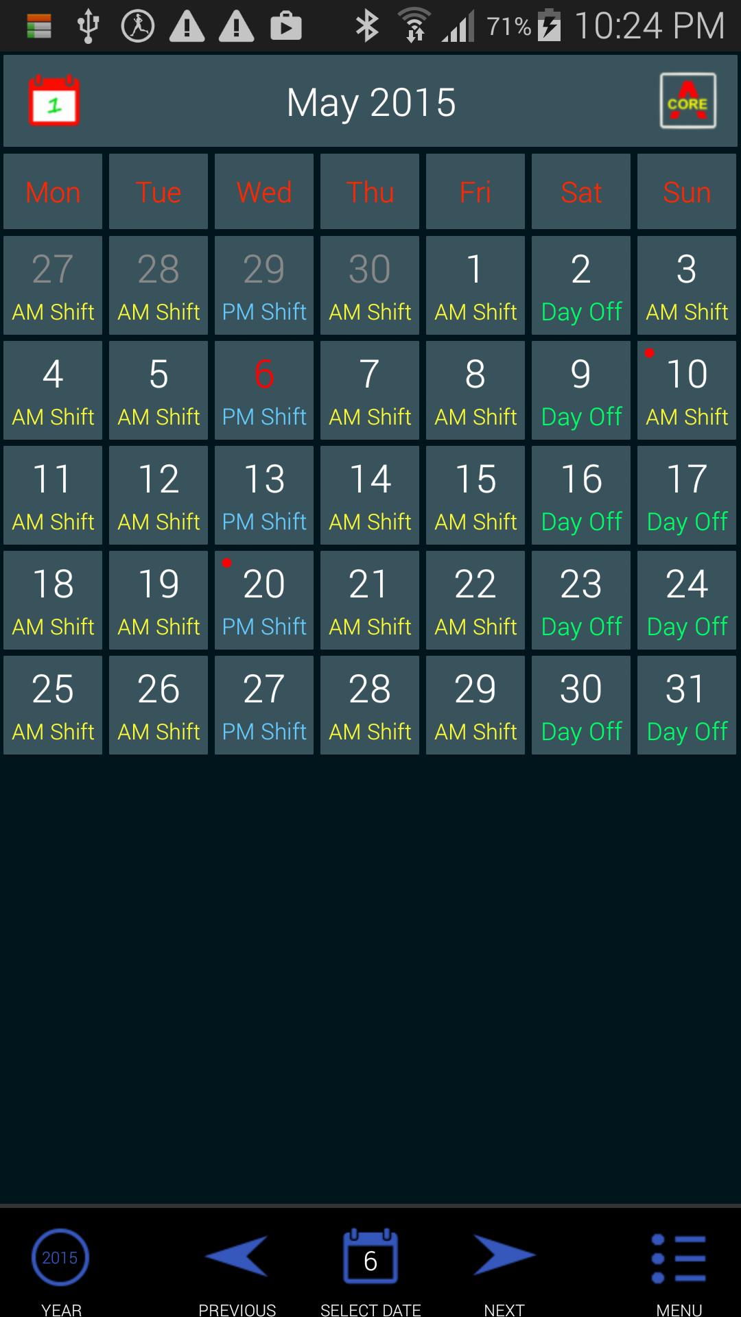 Work Roster