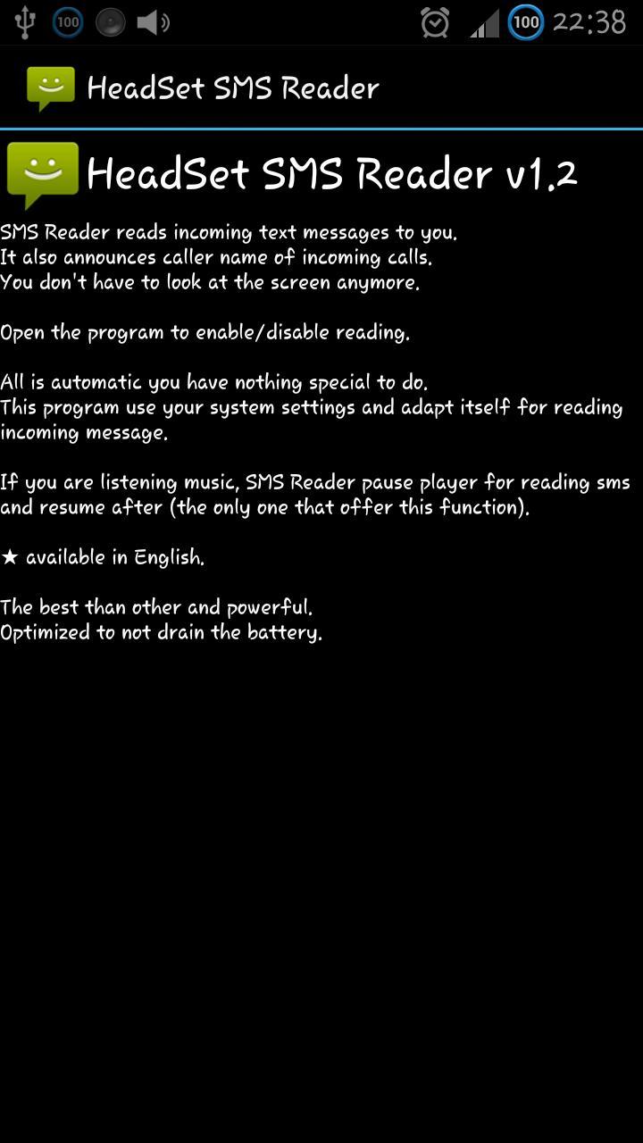 Headset SMS Reader