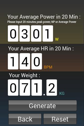 Cycling FTP/Levels Calculator