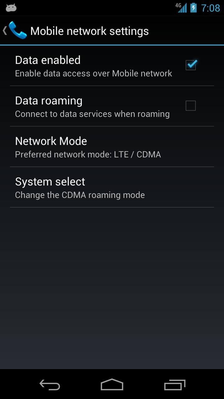 LTE Settings Quick Launch