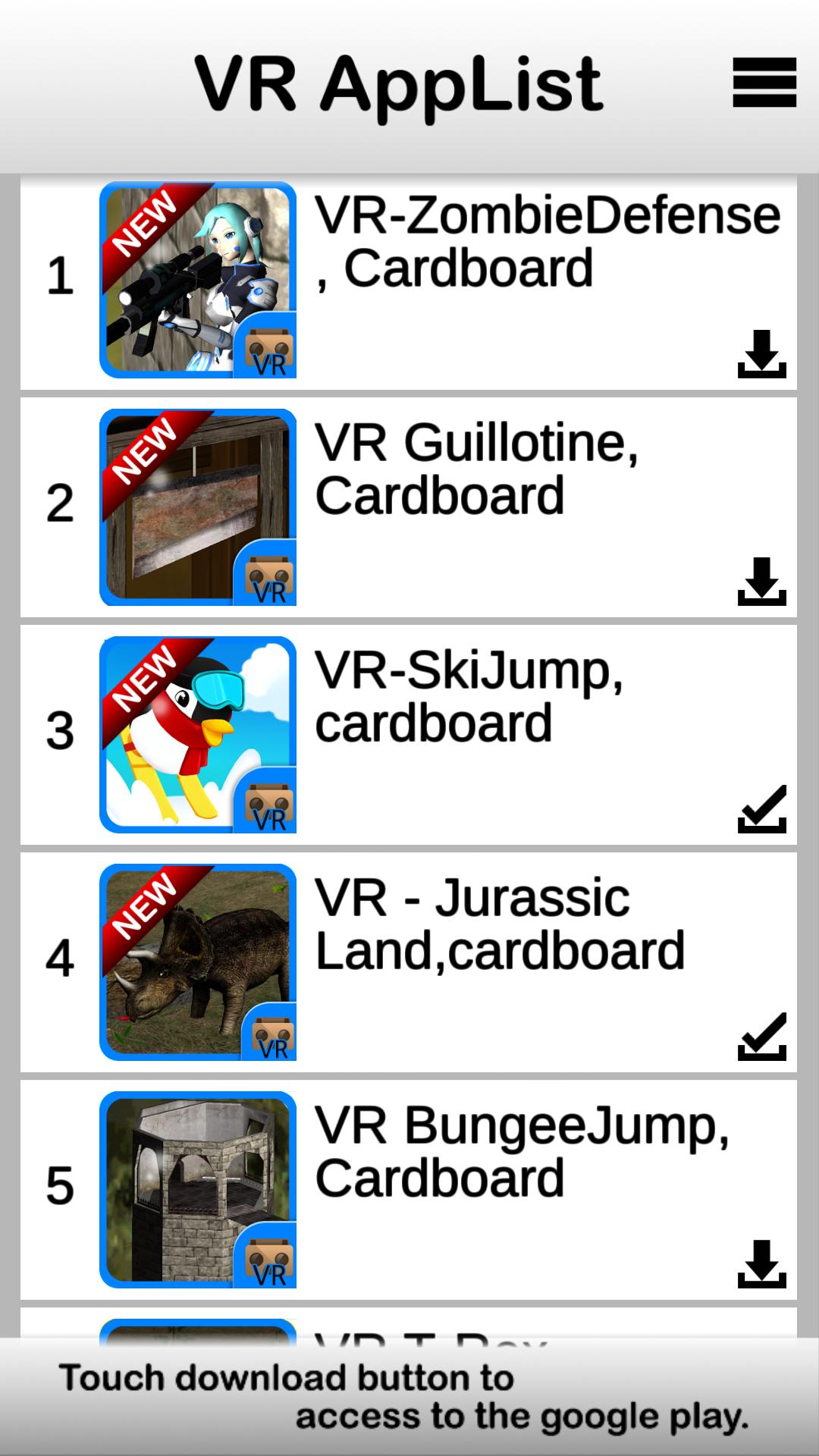 VR App List, CardBoard