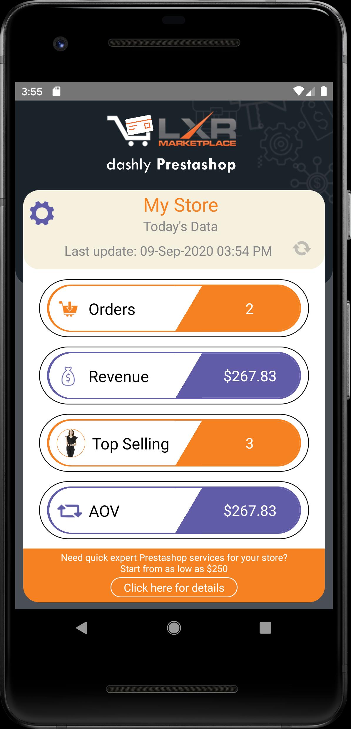 PrestaShop Mobile Dashboard
