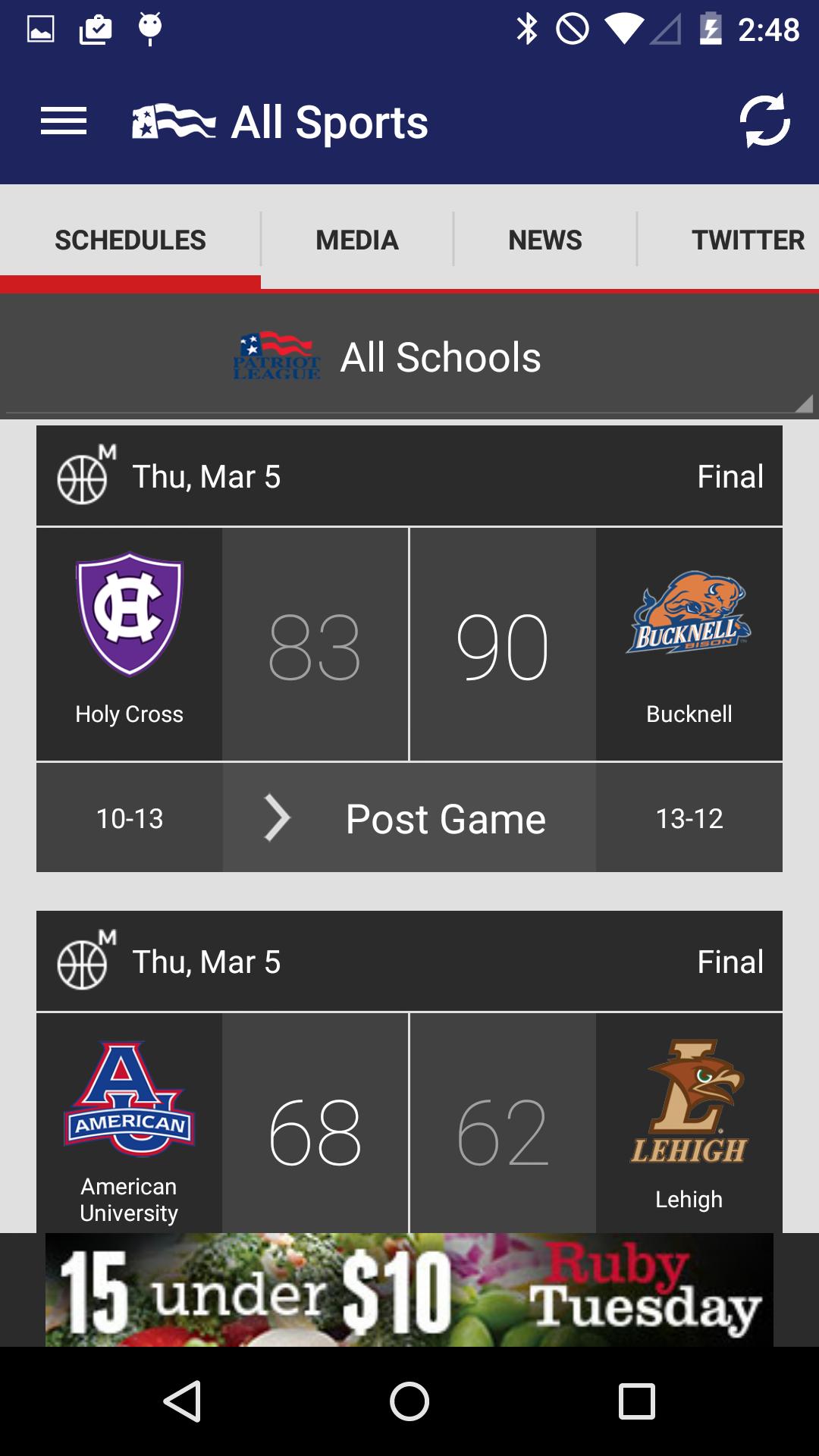 Patriot League Sports