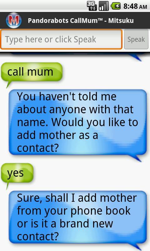 Pandorabots CallMum