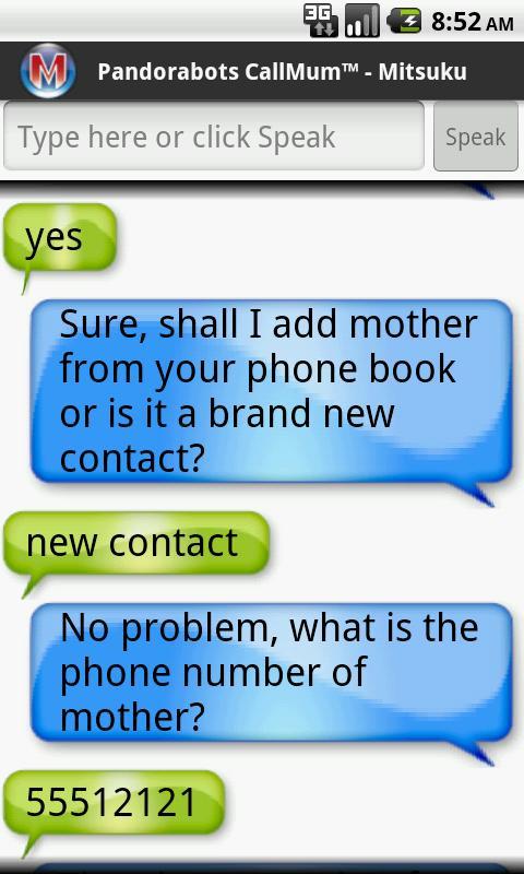 Pandorabots CallMum
