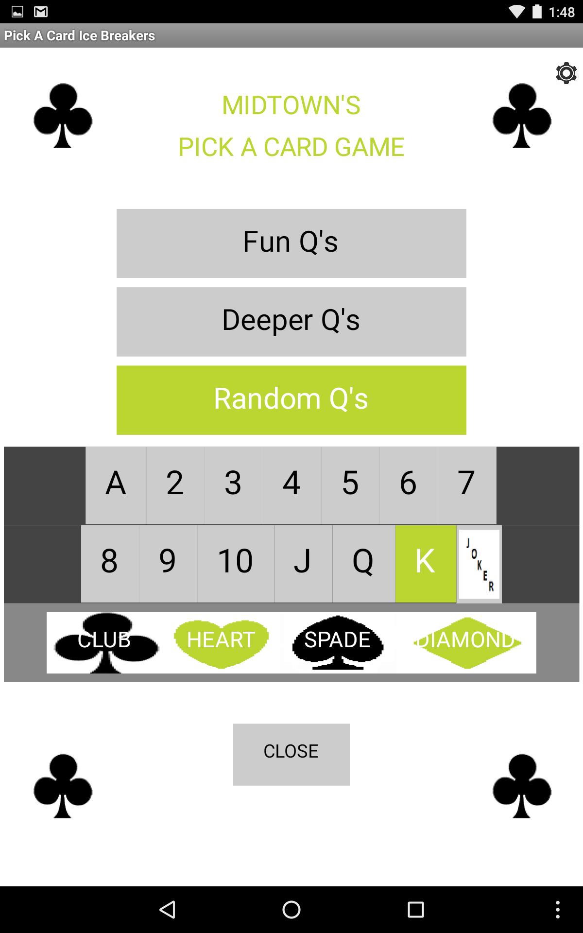 Pick A Card Ice Breakers